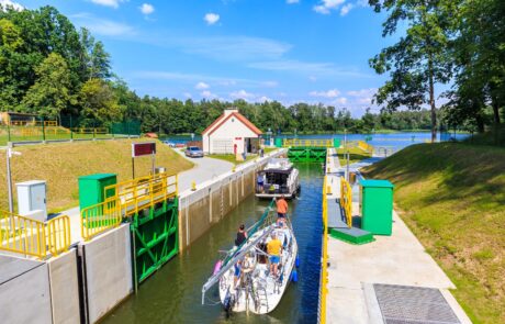 MALA GUZIANKA, POLAND – JUN 26, 2020: Boats waiting in Guzianka